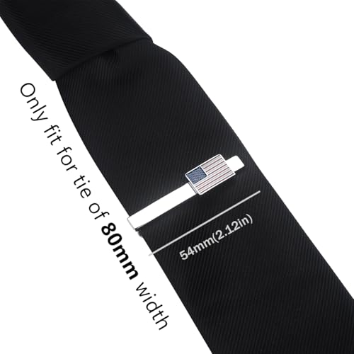 HONEY BEAR Men US Flag Tie Clip Bar Stars Stripes American Flag 1.97"/2.12"/2.36" for Business Wedding Gift 5/5.4/6cm2