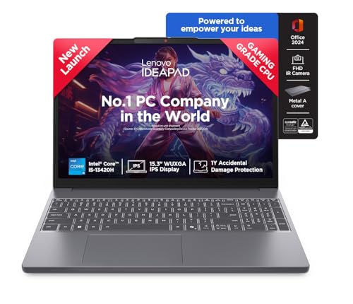 Image of Lenovo IdeaPad Slim 3 13th Gen Intel Core i5-13420H 15.3 inch (38.8cm) WUXGA IPS Laptop (16GB RAM /1TB SSD /Windows 11 /MSO 365 Basic+Office 2024 /Top Metal Cover /Backlit KB /Grey /1.6Kg), 83K100S0IN