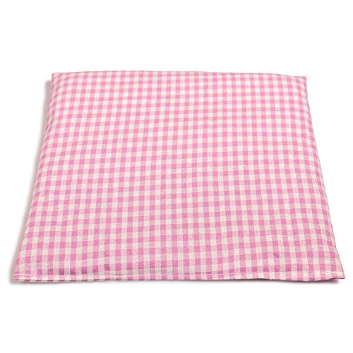 Cojín de semillas de colza, 19 x 19 cm, tejido orgánico rosa y blanco, pequeño, como cojín térmico y cojín frío