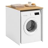Relaxdays Waschmaschinenschrank, Regal über Waschmaschine, Trockner, HxBxT: 88 x 68 x 60 cm, Umbauschrank, weiß/Natur
