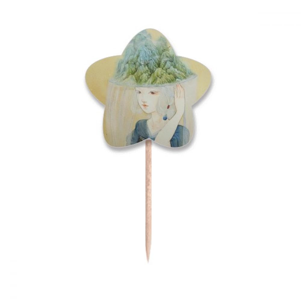 Drapeaux cure-dents de cupcake style chinois antique pour décoration étoile