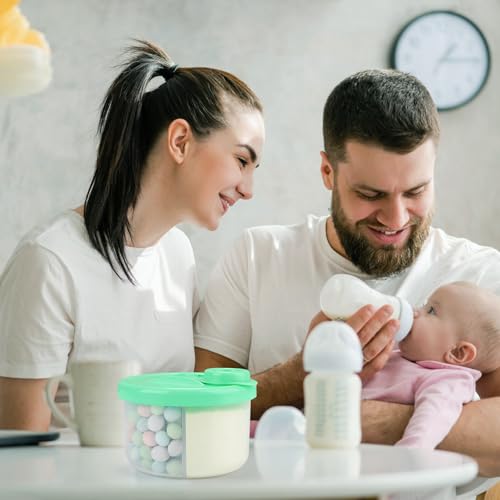 Image of Accmor Baby Formula Dispenser On The Go, Non-Spill Rotating Three-Compartment Formula Container to Go, Milk Powder Kids Snack Container for Infant Toddler Travel, Green