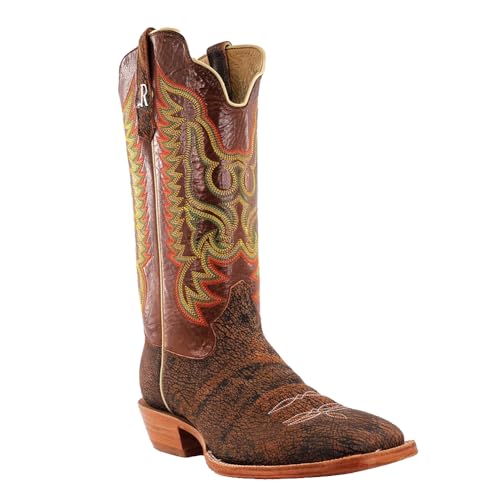 R. Watson Square Toe Cape Buffalo Western Boots, Cognac/Sierra Ranch