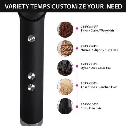 Image of Professional Hair Straightener Comb, 5 Temperature PTC Fast Heating Electric Comb Straightener for Women and Men, Ceramic Hair Styler Machine Suction Cup, Green