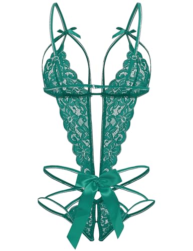 Image of Donnalla Women's Deep V Lace Teddy One Piece Lingerie Cutout Strappy Lingerie