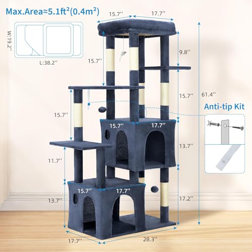 Árbol para gatos multi-nivel 61" para gatos grandes interior miniatura 4
