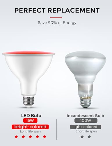 Image of L LOHAS LED Red Green Flood Light Bulbs, Christmas LED Flood Light Outdoor | PAR38, 100W Equivalent, 15 Watt Colored Porch Light Bulb, E26 Base Ideal for Home Lighting, Holiday, Party Decoration, 2 Pack