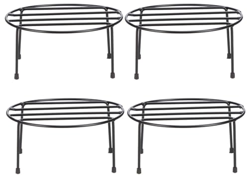 Image of Amazon Brand - Solimo Metal Flower Pot Stand (Black, Set of 4, Round) | Gamla Stand for Home | Plant Stand for Balcony | Premium Flower Pot Stand | Plant Stand for Living Room ( SHBLJPLITS8.04 )