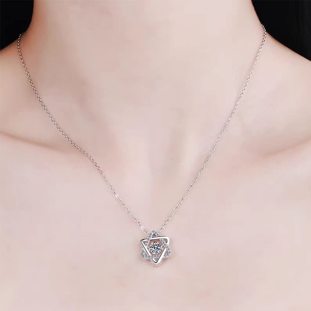 Damska gwiazda David David Necklace, mody srebrny David/heksagram cyrkonia wisiorka prezent biżuterii, rocznica Dzień Matki Rose złoto/srebrne, srebrne