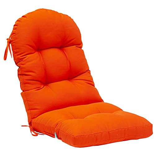 Image of QILLOWAY Outdoor High Back Chair Cushion for Adirondack, All Weather Rocking Chair Cushions Thick Padded Replacement for Patio Furniture,Orange