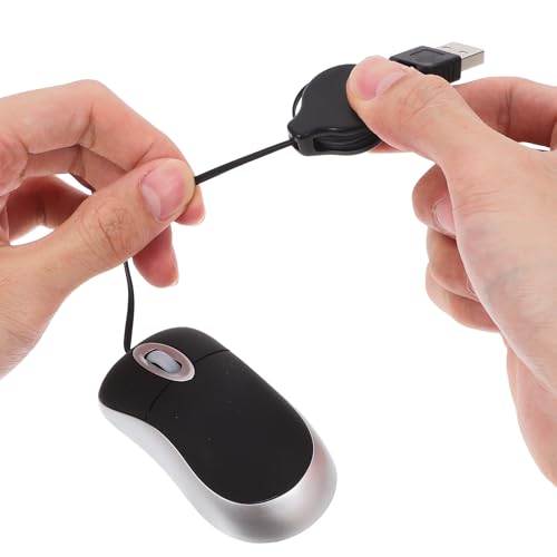 Souris filaire USB rétractable noire jojofuny mini souris optique télescopique pour PC