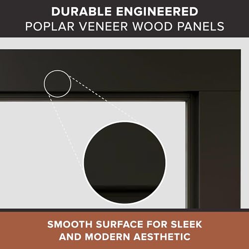 Image of Modern Ember Sabine Wood Fireplace Mantel Surround Kit, Black 48 inch x 42 inch Opening | 72 inch x 54 inch Overall | Minimal Modern Aesthetic; Includes Wooden Mantel Surround & Shelf