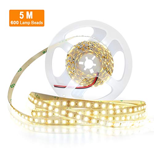 Chesbung Striscia LED, Luce Diurna Striscia LED Bianca Caldo 2800K-3500K, 600 LED SEM 2835 Kit Luci Rullo, 12V Illuminazione Per Nicchie E Armadi, Nastro LED, Illuminazione Per La Cucina(Bianco Caldo)