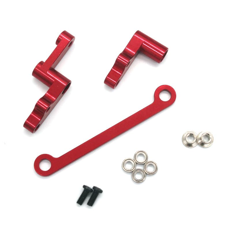 for WLtoys 124008 124010 RC 1/12 Metal Upgrade Parts Steering Assembly Parts for Remote Control Cars(Red)