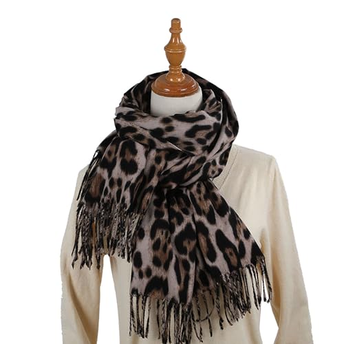 CORIRESHA Women's Casual Leopard Print Scarf Tassels Cashmere Feel Winter Outdoor Thick Warm Scarves2