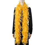 Larryhot 60 g goldene Federboa – 2 Meter Truthahnfeder-Boa für Party, Weihnachten, Karneval, Maskerade, Karneval, Konzert und Heimdekoration (60 g-Gold)
