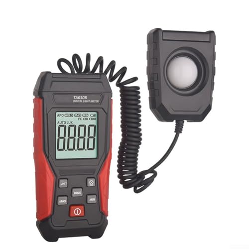 Vilgftyiet TA630B Digital Luxmeter 0-200,000 Lux Light Meter con selección de unidad Lux/FC, fotodiodo de alto silicio, ángulo de incidencia de 120 ° para uso industrial y comercial