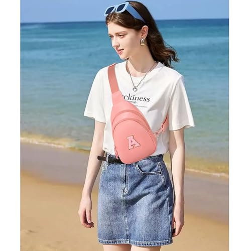Image of Small Initial Sling Bag for Women Crossbody Bags Fanny Pack Chest Bag Purses Birthday Gift Pink, C