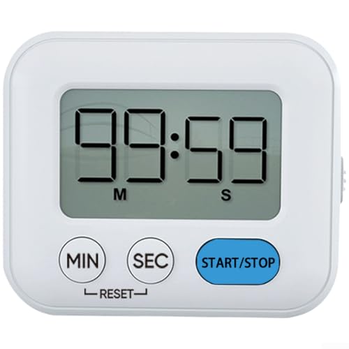 HomeVortex Minuteur magnétique, avec support, pour étude et cuisine, compte à rebours silencieux, avec grand écran LCD, minuteur ABS compact et portable, pour la mise au point des examens de cuisine