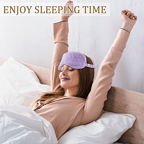 SATINIOR-6-Pieces-Plush-Eye-Mask-Soft-Sleeping-Blindfold-Eye-Cover-Fluffy-and-Furry-Eye-Cover-for-Girls-and-Adult-Eye-Protection-and-Party-Favors