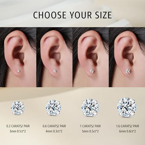 Limerencia Moissanite Stud Earrings, F136 Titanium Screw Back Earrings, D Color VVS1 Clarity Lab-created Moissanite Earrings, Hypoallergenic G23 Pure Titanium for Women Men Sensitive Ears4