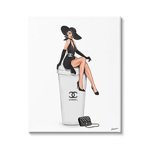 Stupell Industries Girl in Black Dress Fashion Canvas Wall Art Design by Ziwei Li