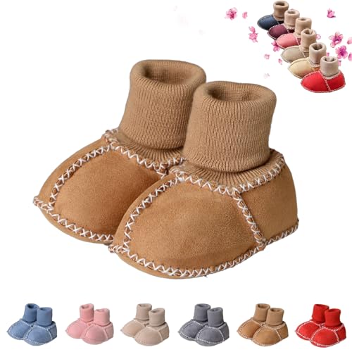 Warm Fur Baby Sock Shoes - Multiple Colors Baby Girls Toddler Winter Warm Shoes, Plush Shoes for Newborn Infant Toddler (13cm/ 5.1in（6-12 Months）,Camel)