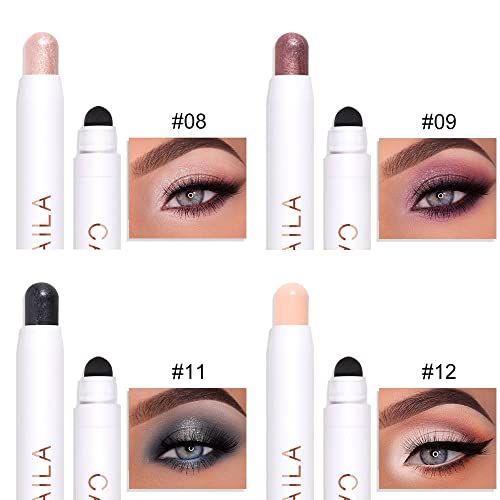 Yeweian Creamy Eyeshadow Stick, Matte And Shimmer Eyeshadow Pencil Crayon, 2 In 1 Soft Smooth Highlighter Eye Shadow Stick, Waterproof Long Lasting Eye Makeup Glitter Eyeshadow Pen（08 Pearl Shimmer） #TOP4