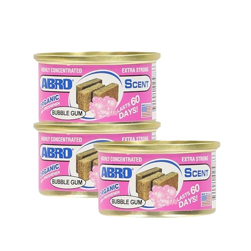 Image of ABRO Car Air Fresheners: Canned, Spill Proof Airfreshener for Home, Office, or Car Accessories Interior, Lasts Up to 60 Days - 3 Pack Bubble Gum Scent