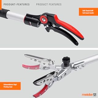 Meister Greifschere – Teleskopierbar von 111–166 cm – Ø 10 mm Schnittleistung – Ideal für hohe Äste & Teichpflege – Teichschere mit SoftTouch-Griff & Antihaft-Beschichtung