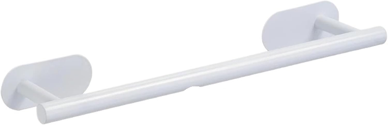 White Punch-Free Towel Rod Towel Rack Suit Bathroom Storage Rack Bath Towel Rack Towel Ring Tissue Rack Hook(White Towel bar)