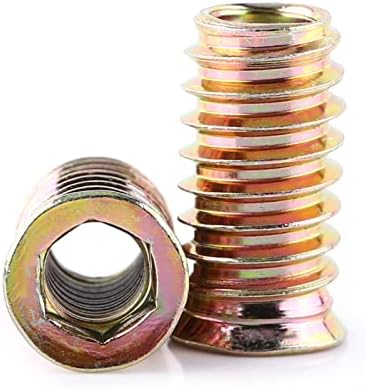 Zinc Plated Carbon Steel Furniture Hex Drive Nut Wood Insert Nuts M6/M8/M10, Full Thread(M8×25mm)