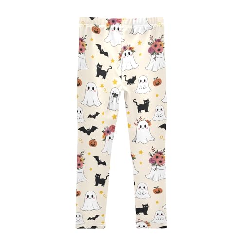 Cute Ghost Flower Stars Girls Leggings Soft Stretch Workout Yoga Dance Pants for Kids Casual Tights2
