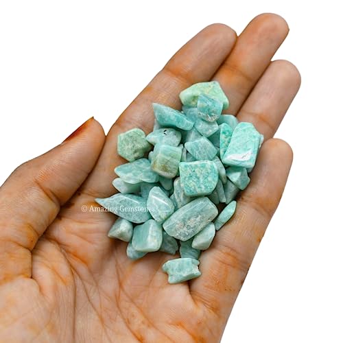 Image of Amazing Gemstone Amazonite 1 lb Bulk AAA+ Gemstone Tumbled Chips Mini Crystal Beads, Undrilled No Holes Wiccan Healing Stones for Home Garden Decor Vases Plants Succulents Cactus Jewelry&Art Project