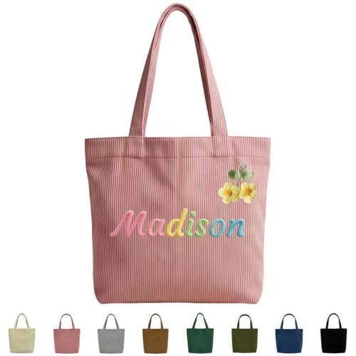 Bolso casual de pana personalizado con nombre miniatura 1