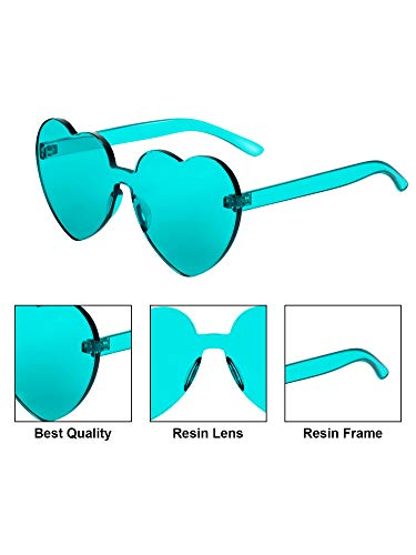 Gejoy 15 Pairs Heart Shaped Sunglasses for Women Men Valentine Transparent Candy Color Frameless Glasses4