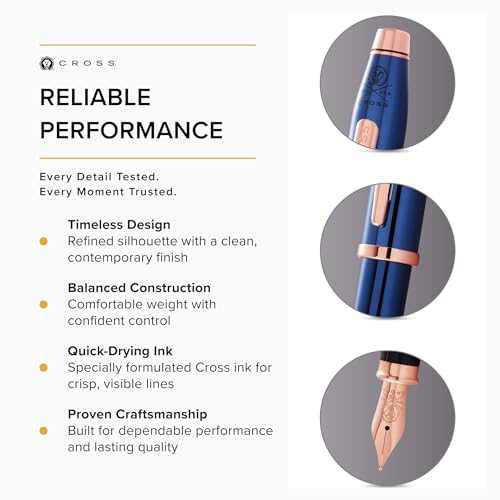 Image of Cross Century II Translucent Blue Lacquer with Chrome Trim Refillable Fountain Pen - Fine Nib, Black Ink, Luxury Gift Box