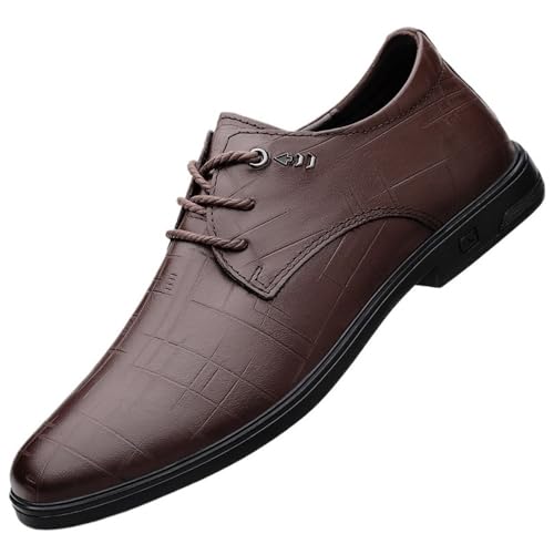 Men's Lace up Dress Shoes Genuine Leather Oxfords Comfortable Breathable Business Casual Formal Work Shoes Large Size