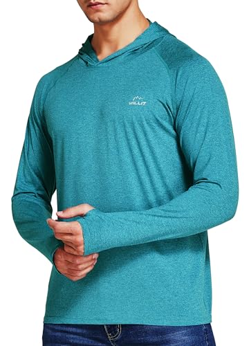 Image of Willit Men's UPF 50+ Sun Protection Hoodie Lightweight Long Sleeve Fishing Shirt Loose Fit Swim Rash Guard