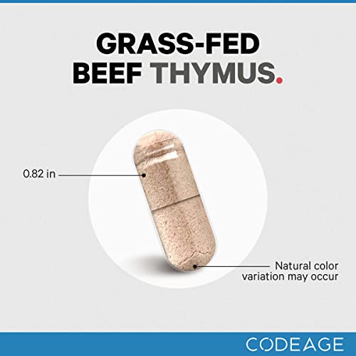 Codeage Grass Fed Beef Thymus Supplement Superfood, Freeze Dried, Non-Defatted, Desiccated Thymus & Liver Pills, Glandulars Meat, Pasture Raised Beef Vitamins, Non-Gmo, 180 Capsules #TOP5