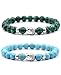 Produktbild Buddhistische Perlenarmband  Zwei Armbänder aus natürlichen Perlen mit Buddha-Amulett und Chakra-Schutzstein  Armband für Paare, Energieperlen - Turquoise et Bleu