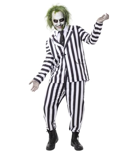Funidelia Offizielles Beetlejuice-Kostüm für Herren Beetlejuice-Outfit für Erwachsene Karnevalskostüme Halloween und Junggesellenabschiede Größe L