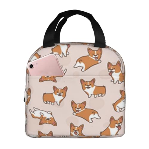 断熱ランチバッグ 大容量 防水 熱漏れ防止 スタイリッシュで丈夫 仕事、学校、アウトドア活動に便利 男女兼用 (犬 かわいい愛らしいキャラクター さまざまなアクティビティ おもしろい ハッピーな自然)