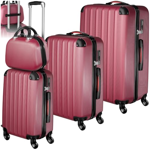tectake Lot de 4 Valises de Voyage Valise Grande Taille Valise Cabine Valise soute Multifonction en ABS Polypropylène, Valise de Voyage à roulettes Valise...