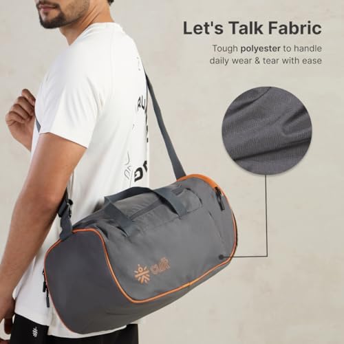 Image of Cult Unisex Foldable Duffle Bag 25L - Lightweight, Water-Repellent & Durable Gym and Travel Bag with Adjustable Shoulder Strap, Side Pocket & Strong Zippers - Grey