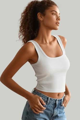 Women's Square Neck Sleeveless Tank Top Knit Ribbed Fitted Casual Basic Crop Top Shirts4