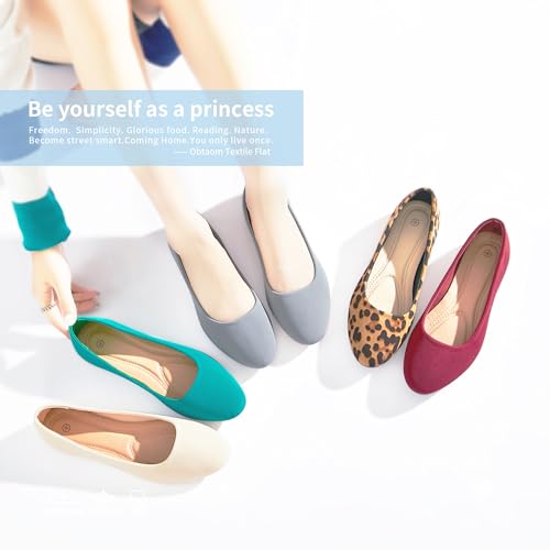 Image of Obtaom Round Toe Women Flat Shoes Slip on Girls Dress Black Ballet Flats