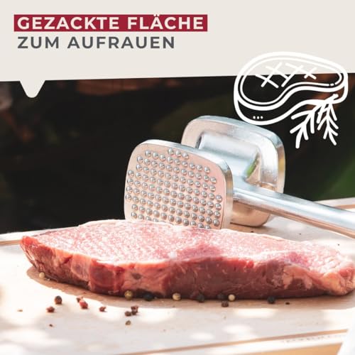 Foto von Fackelmann Fleischklopfer mit Soft-Grip-Griffen gegen Verrutschen – Fleischhammer mit rauer und glatter Oberfläche – Fleischplätter zum Plattieren und Klopfen, Schwarz