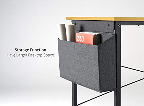 Image of Cubiker Computer Desk, Home Office Writing Study Desk, Modern Simple Style Laptop Table with Storage Bag (39.4, Bamboo)