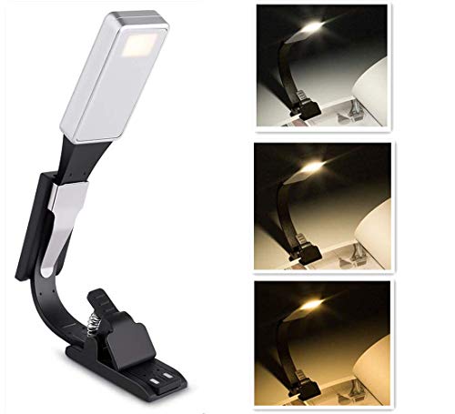 HJ Stay Real Boek lamp boek klem leeslamp met klem kleine leeslamp flexibel boek lezen, 3 lichtmodi LED lamp voor boek ebook, USB oplaadbare boekenlamp oogbescherming klemlamp zwart